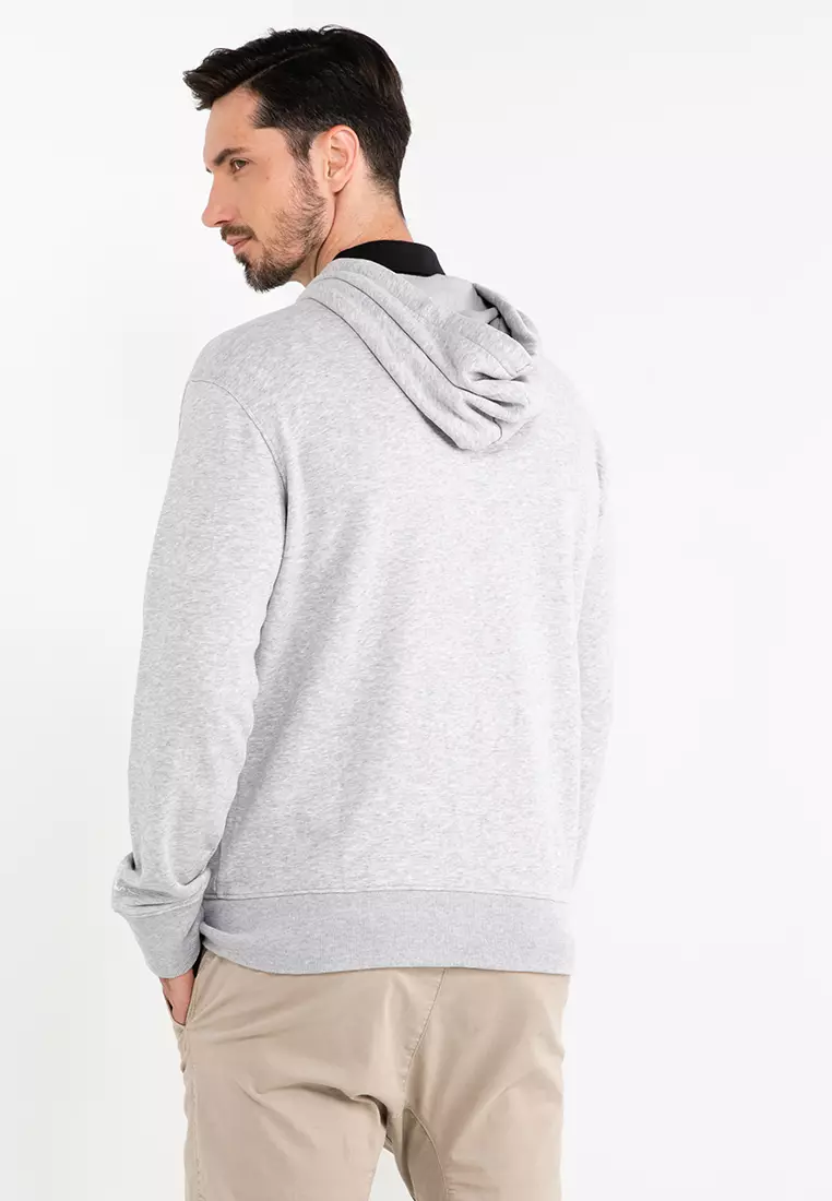 Hollister-Hoodie-Embroidered Logo Hoodie - Grey - XL: Buy Online