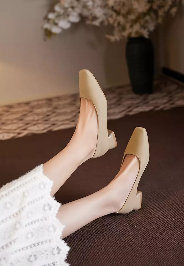 3CM Square Toe Microfiber Leather Pumps BY213-11