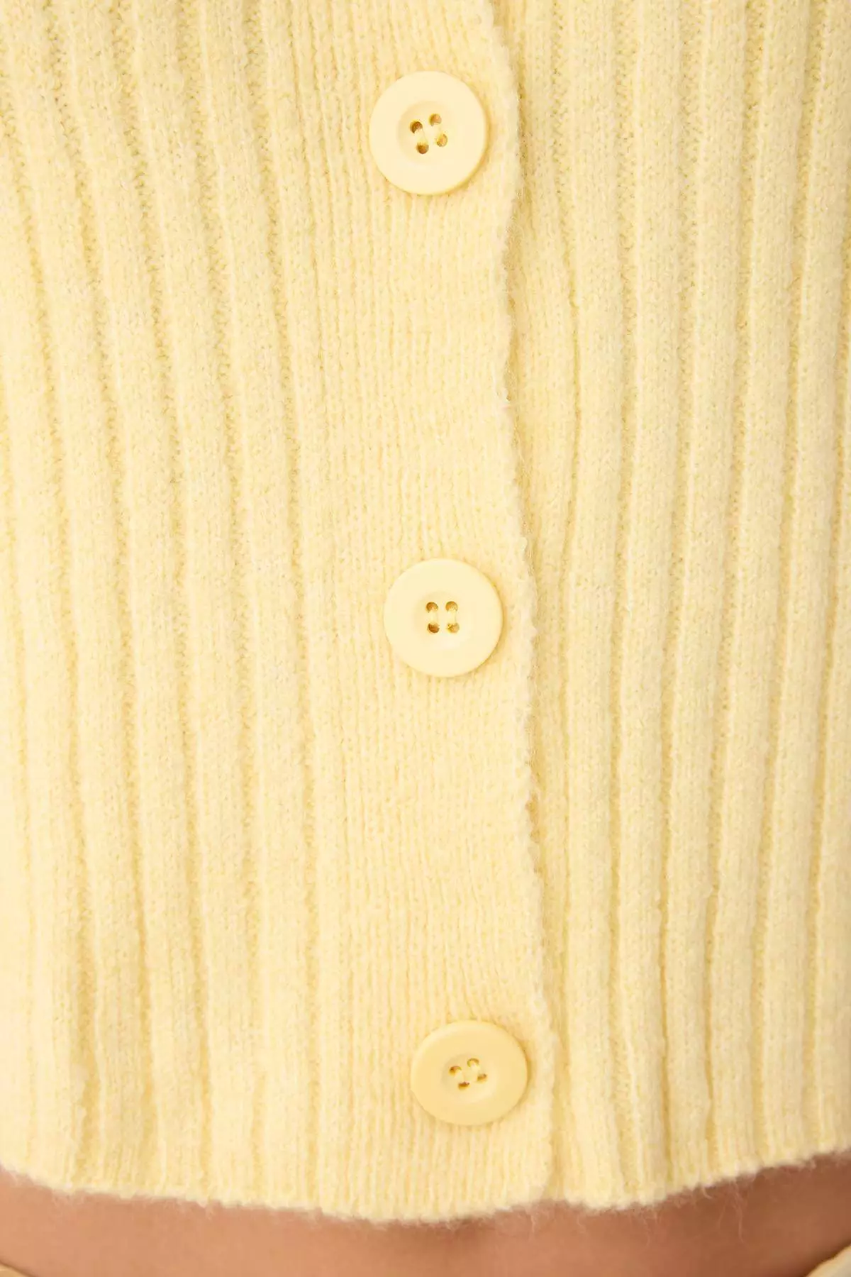 Yellow Crop Soft Textured Stand Collar Knitwear Cardigan
