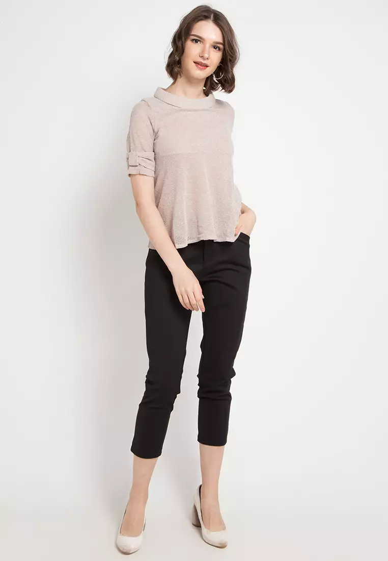 Stretch and back waist Rubber long pant