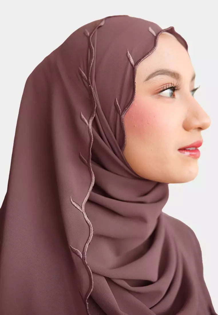 Zelena - Clarisa Shawl Embroidery | Hijab Pashmina Bordir - Royal Mulberry