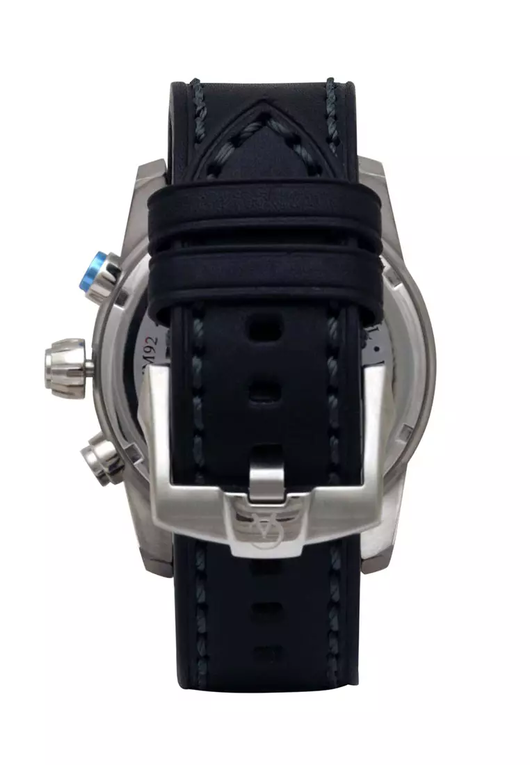 Alexandre Christie Jam Tangan Pria - Black Silver Blue - Leather Strap - 6562 MCLTEBABU