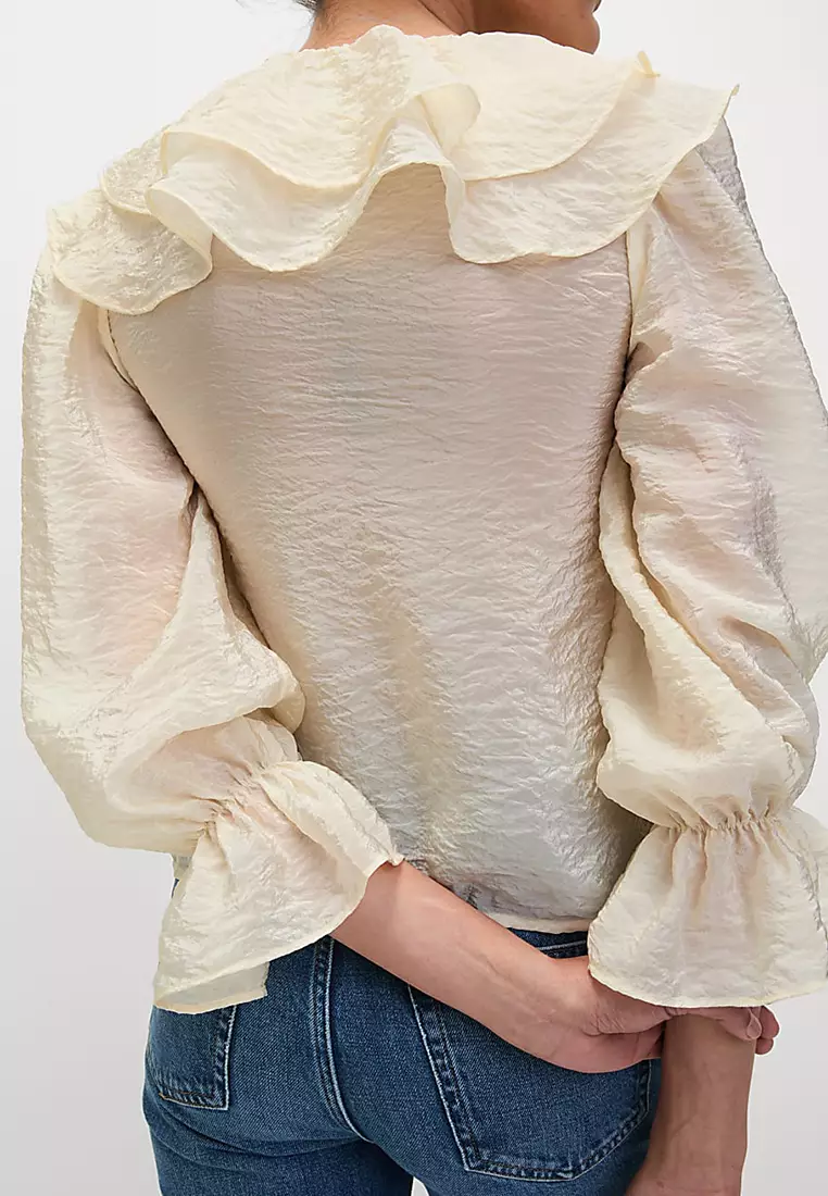 V-Neck Frill Detail Blouse