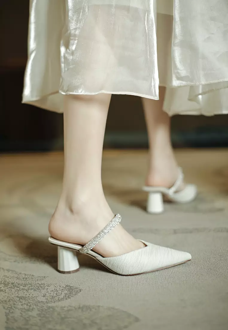 6CM Rhinestone Strap Mule Heel TE726-29