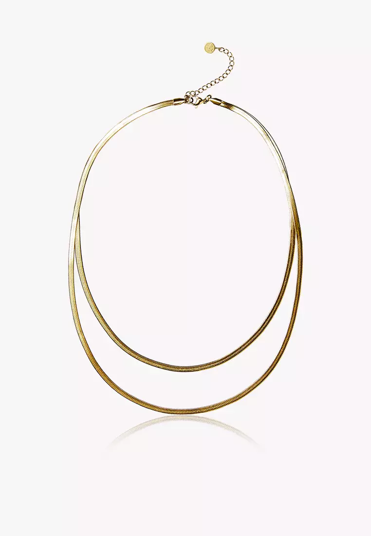 Grace 㳀金色不鏽鋼 双圈蛇骨鏈
