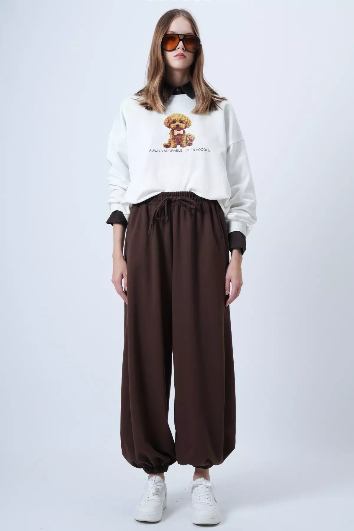 Brown Oversize Jogger Sweatpants Alc-X14610