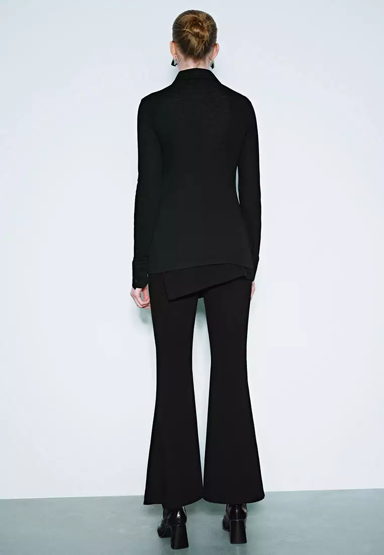 UR春季新款女装设计感镜面装饰长袖开襟衬衫UWJ250005