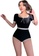Halo black (2 Pcs)Black Slim Fit Swimsuits With Mini Skirts FE8D8US61EAAA4GS_1
