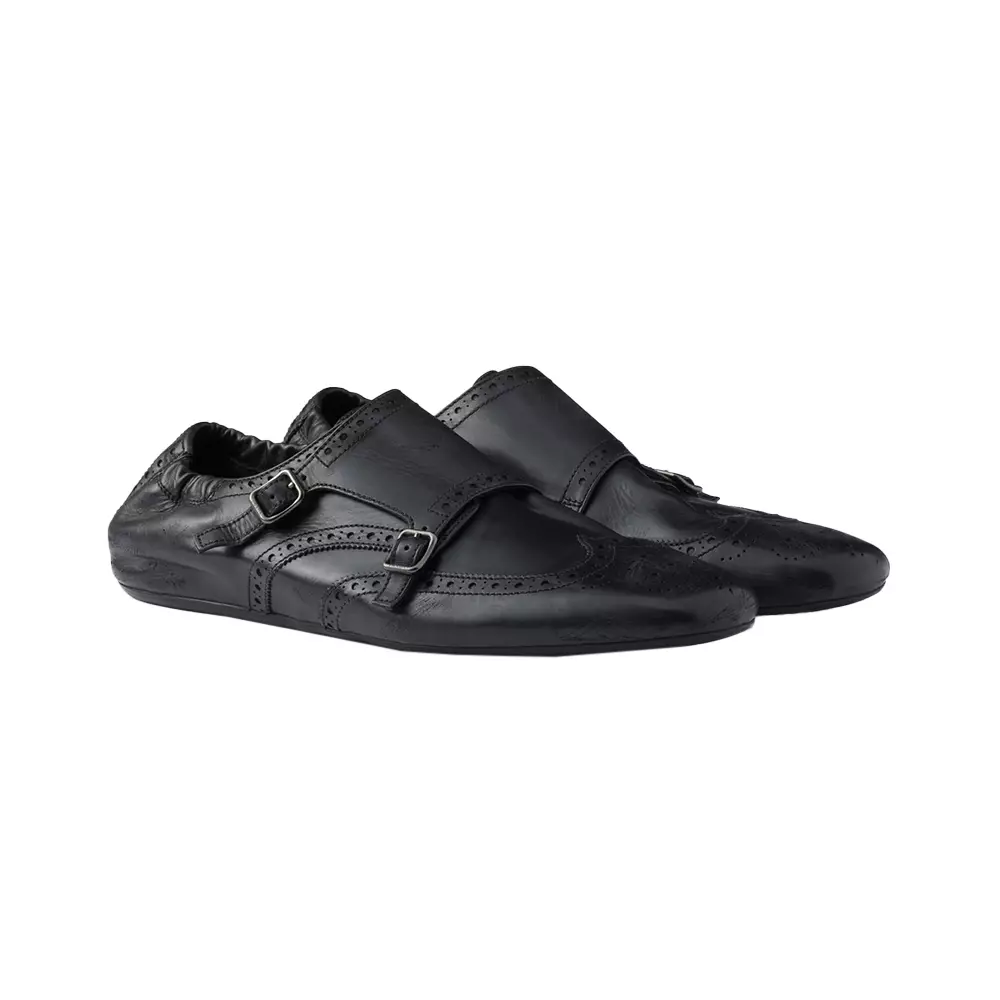 [5.5UPER DEALS] Shuffle Double Monk Strap Shoes Black