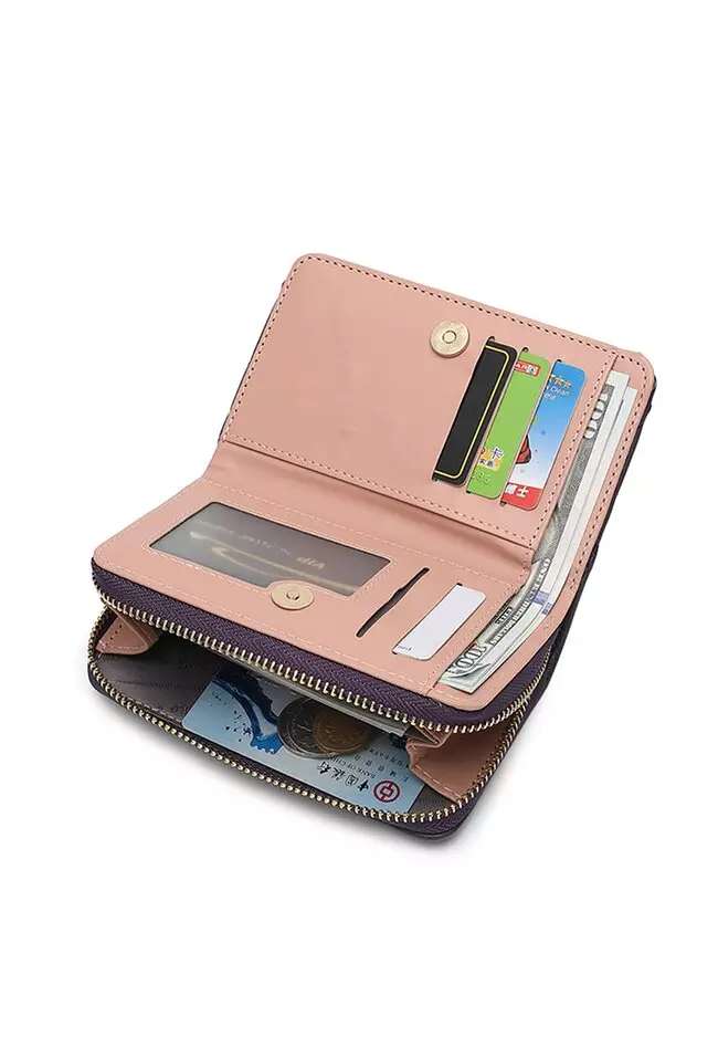 Women's Quilted Short Purse / Wallet - Purple