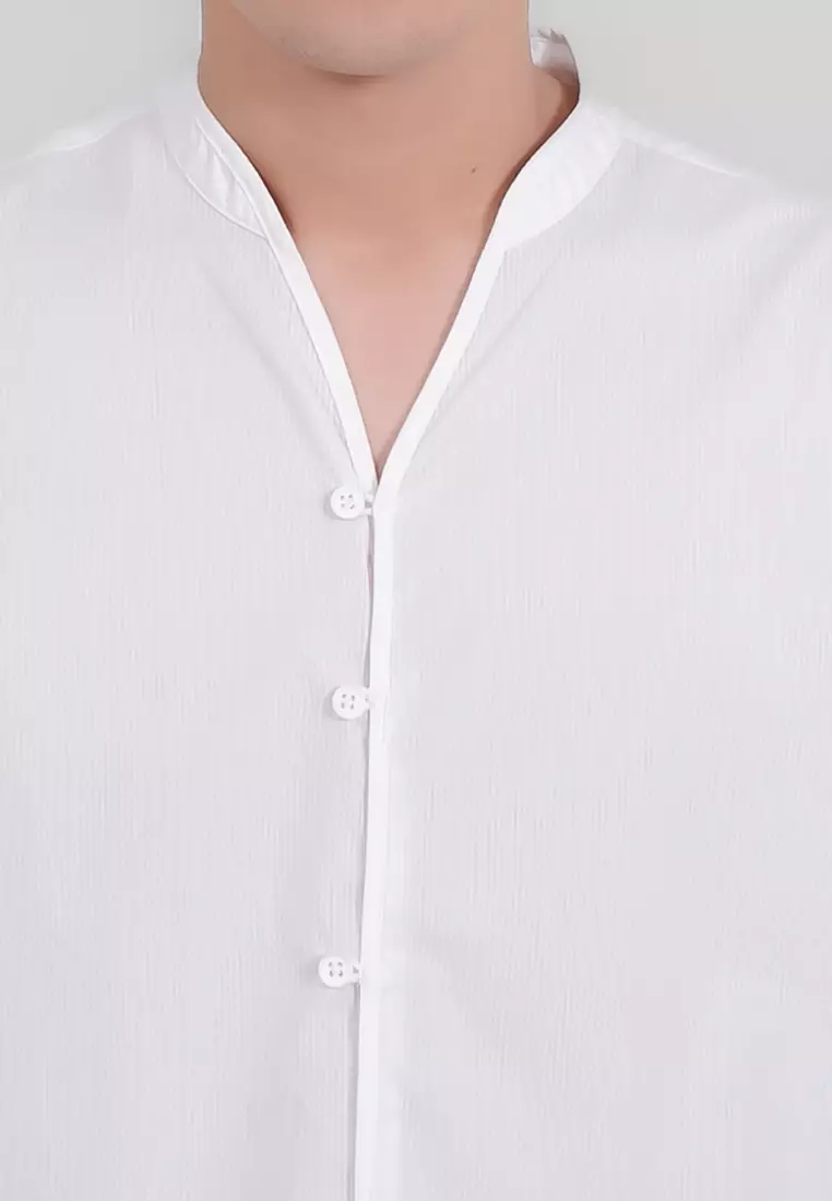 MANZONE - Kemeja Shanghai Lengan Panjang Pria Ramdhan Modern Fit - White Warna White