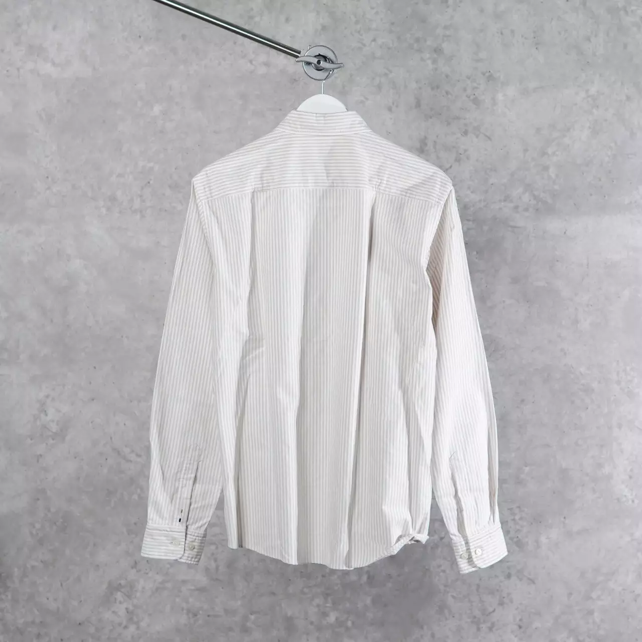 Kemeja HUGO BOSS ROAN STRIPE TEXT POCKET CREAM WHITE LONG SHIRT 100% ORIGINAL