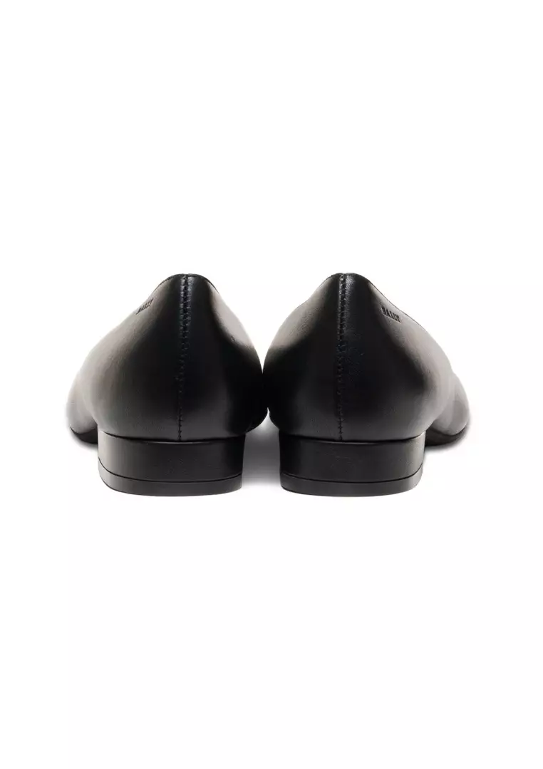 Elsia O Leather Flat Shoes - Black