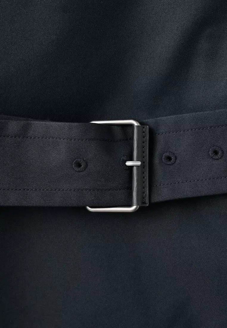 Water-Repellent Belted Trench Coat