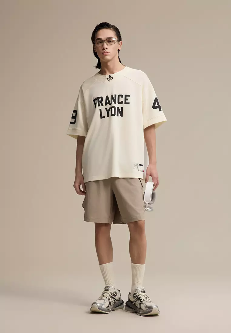 男裝 LOGO 復古風格寬鬆落肩T裇