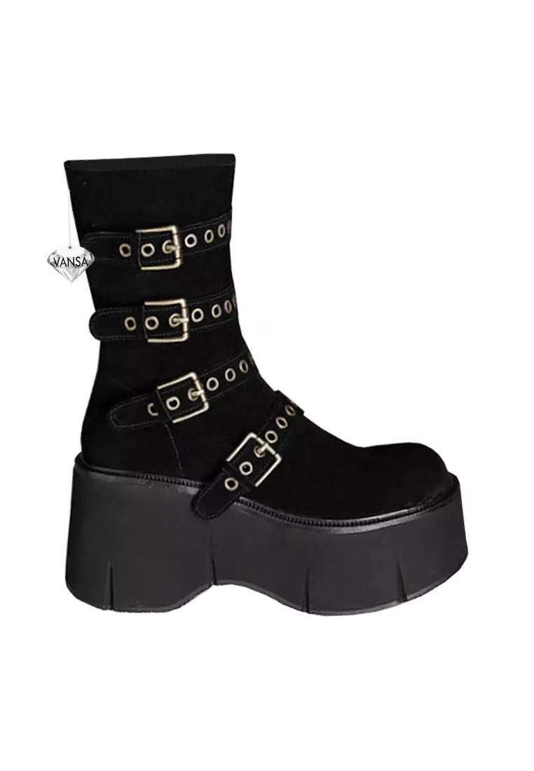 Discount on Twenty Eight Shoes  shoes - SKU: VANSA Fashion Cowsuede Platform Mid Boots VSW-B-111