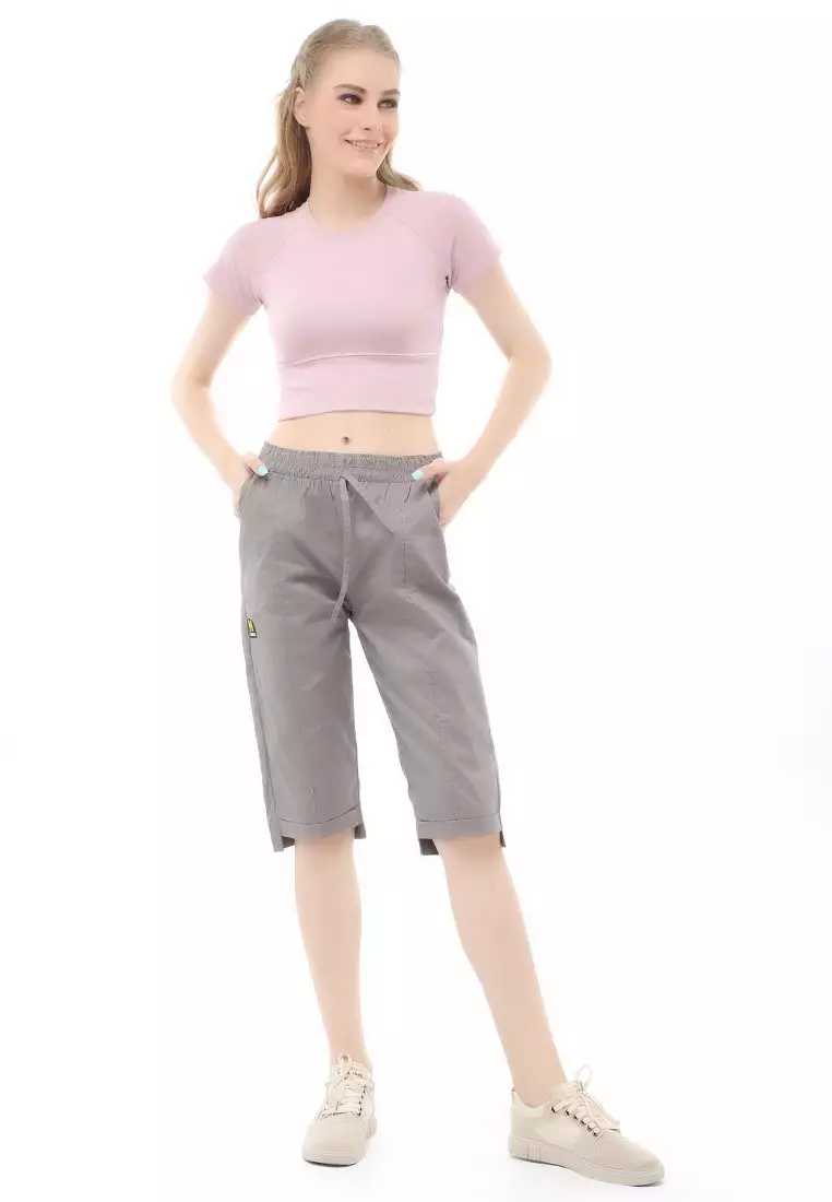 Madoc Short Pants Celana Pendek Kasual Wanita 3/4 Street Material Cotton ORGINAL - Gray