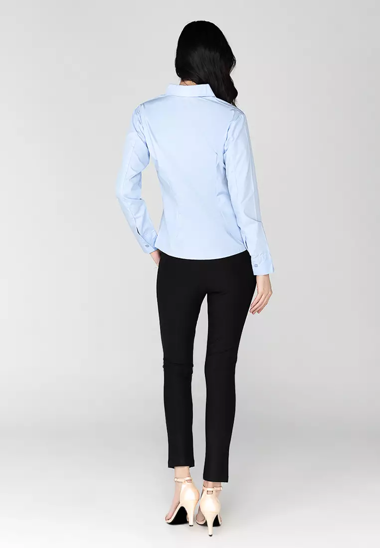 Della Long Sleeve Button Down Office Blouse