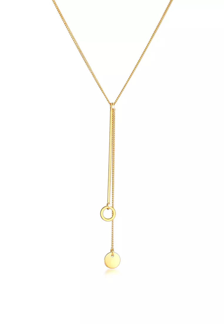 Necklace Y-Chain Circle Gold Plated