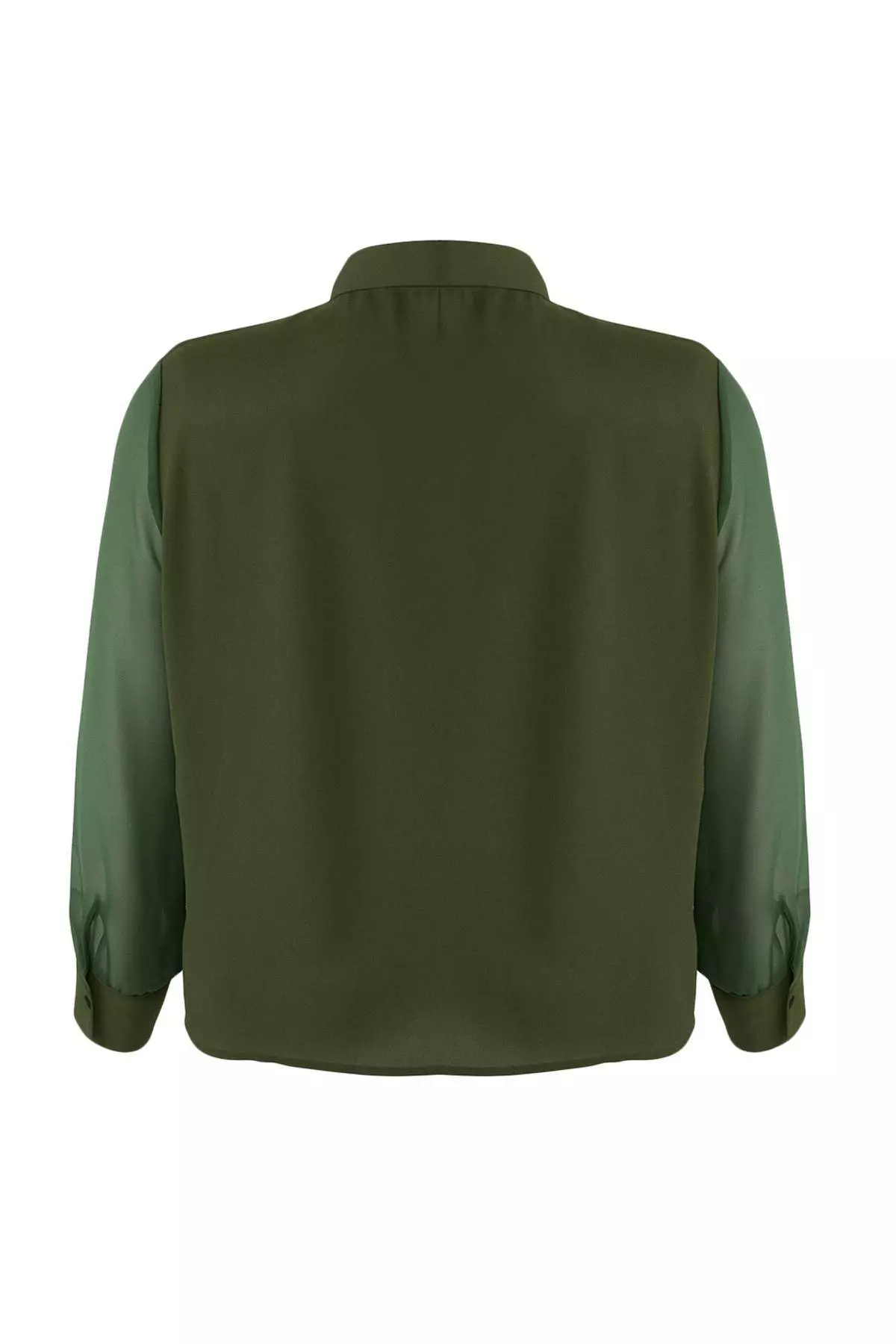 Khaki Long Sleeve Button Chiffon Woven Plus Size Shirt Tbbaw23Ax00004