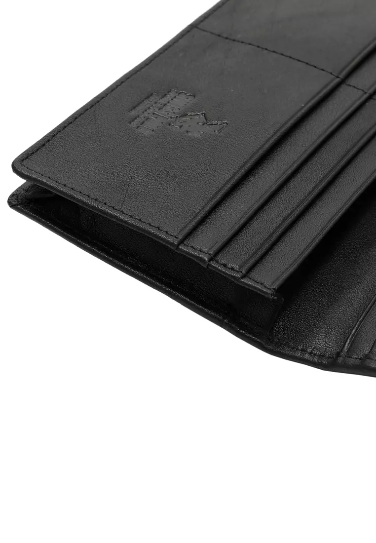 Men's RFID Blocking Bi Fold Long Wallet - Black