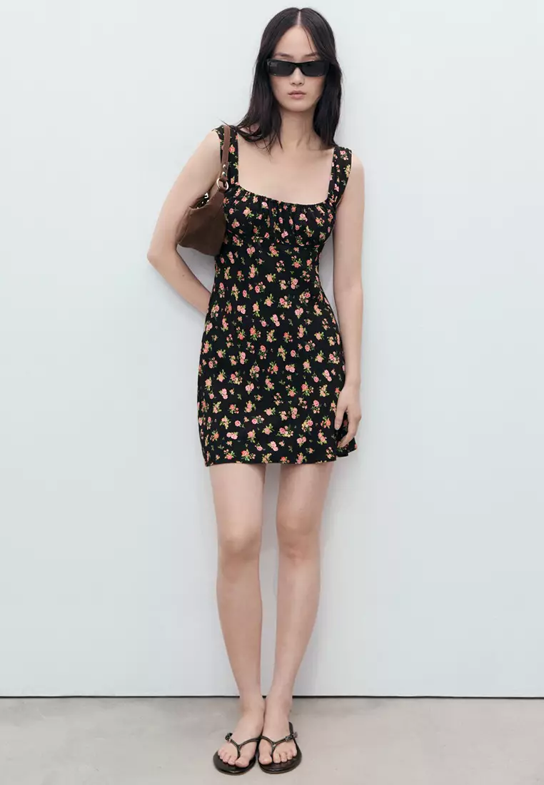 Short Dress With Ruched Neckline