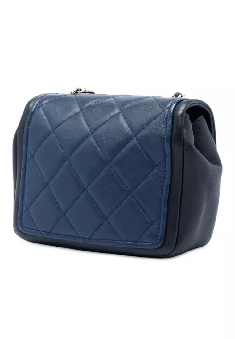 Pre-Loved Chanel Mini Square Calfskin Graphic Flap