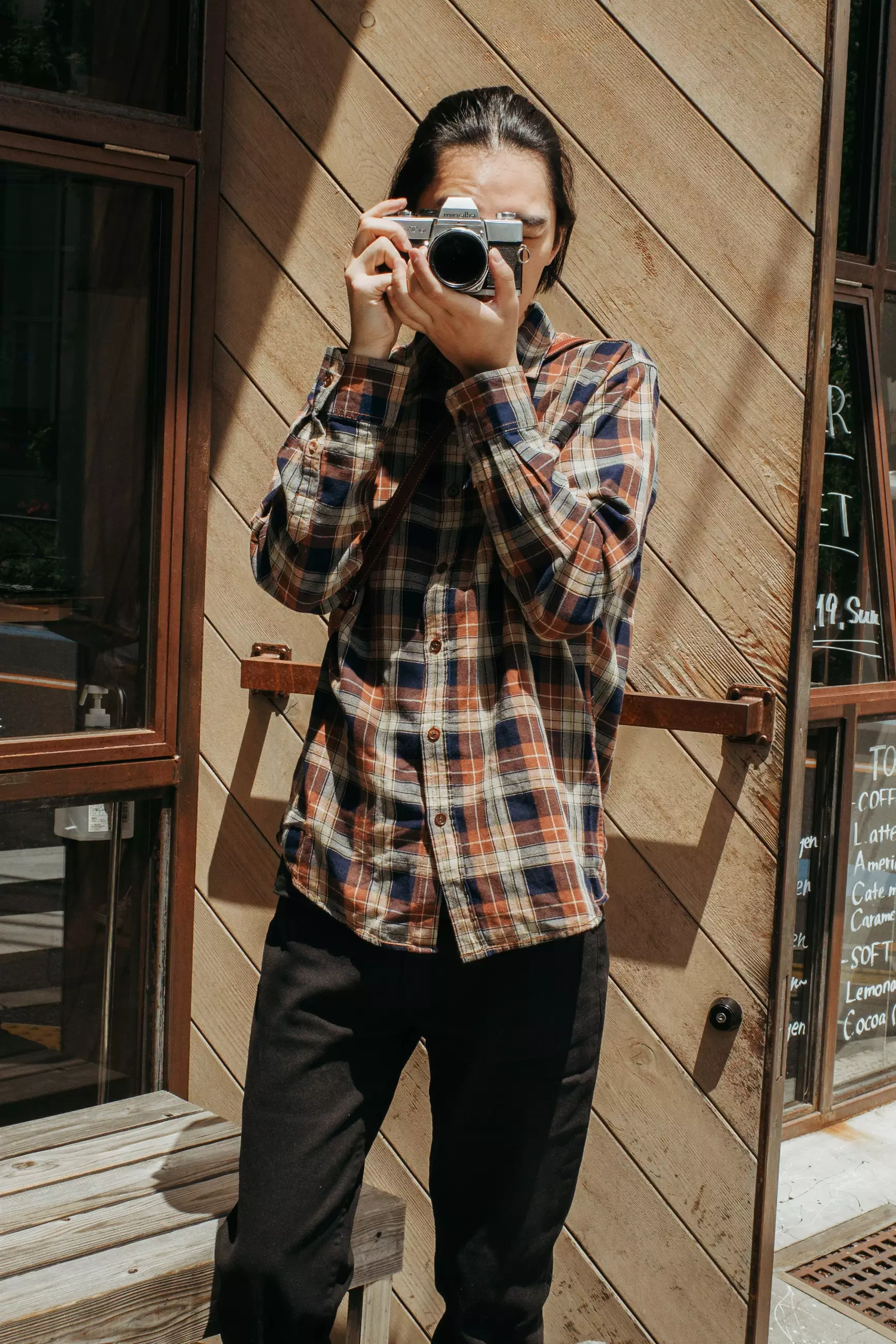 POLICE Kemeja Kotak Twill Coklat Regular Fit Lengan Panjang Pria