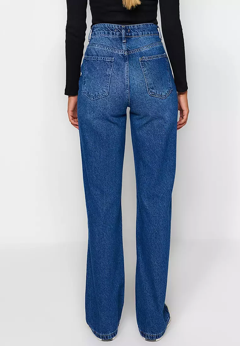 Buy Trendyol High Waist Wide Leg Jeans 2024 Online | ZALORA Philippines