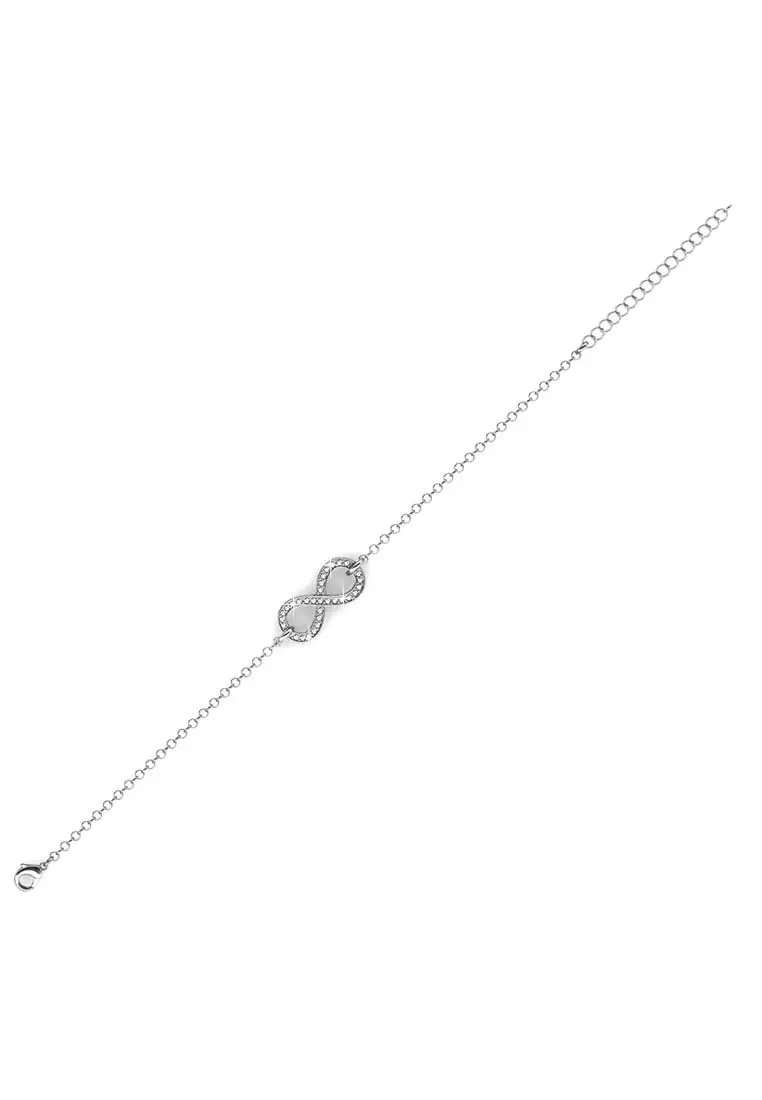Infinity Eight Bracelet White Gold - Gelang Crystal Swarovski By Her Jewellery