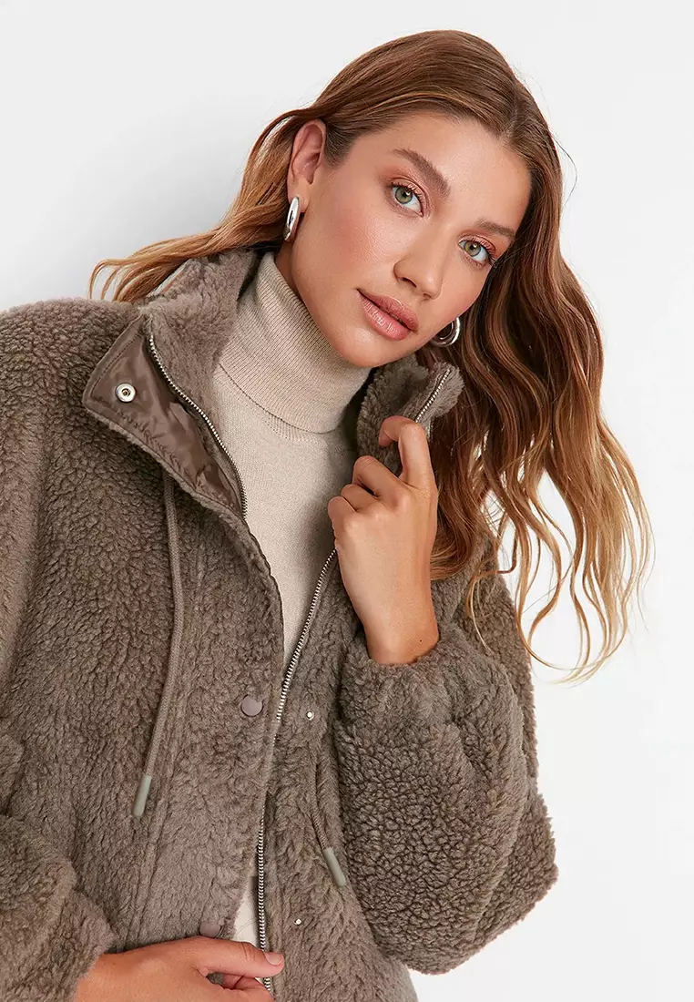 Oversize Mink Plush Jacket Zipper Coat