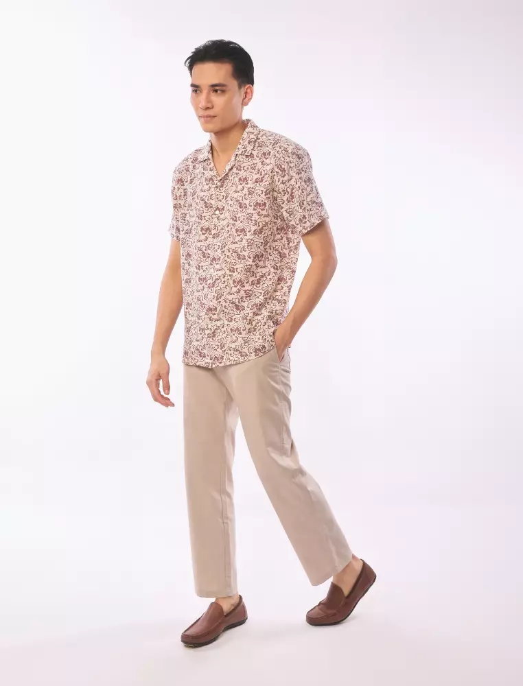 EAST INDIA COMPANY - ALSYAD SHORT SLEEVE PRINTED SHIRT Maroon