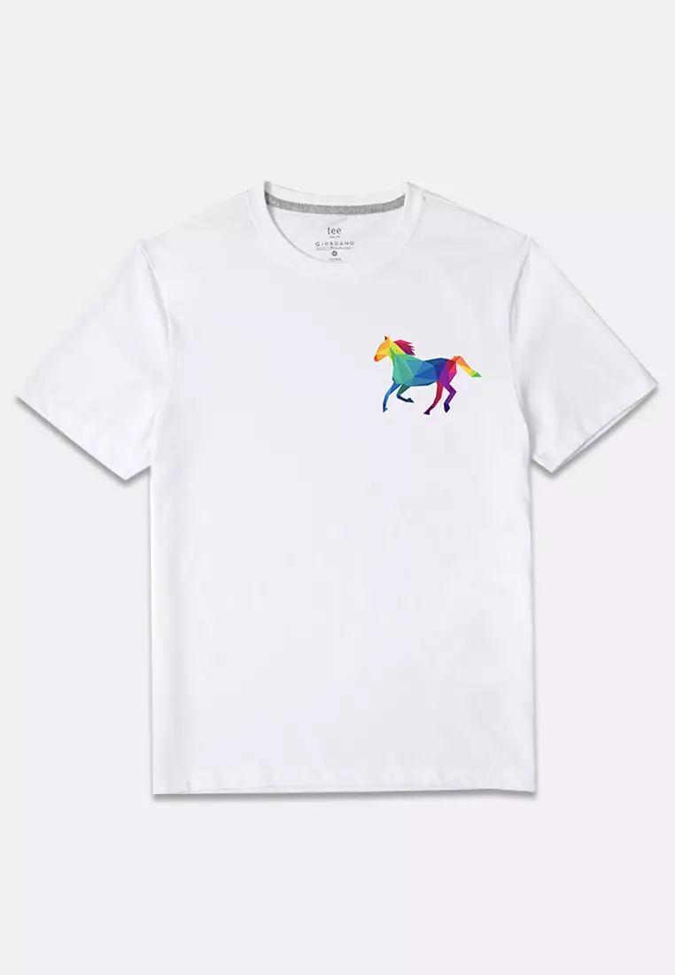 [Print-To-Order] Giordano 12 Chinese Zodiac Signs Print Tee Collection: Horse (White/Big Print)