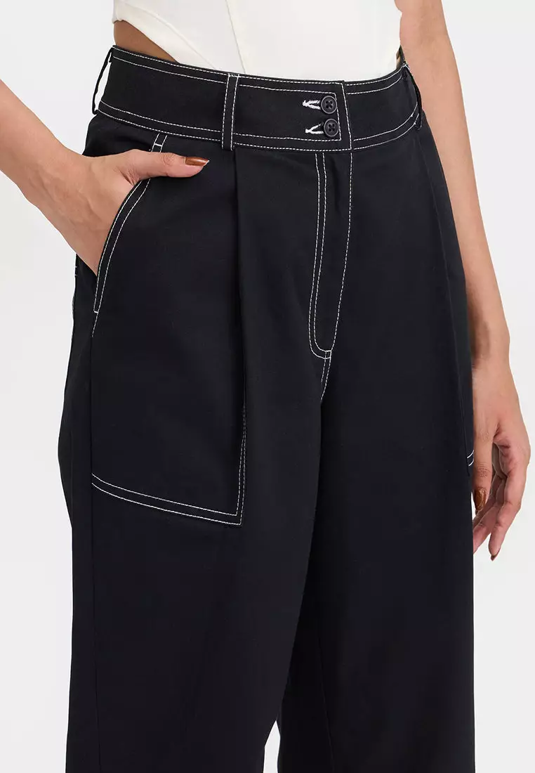 VIRGIO Cotton Pant with Contrast Stitches