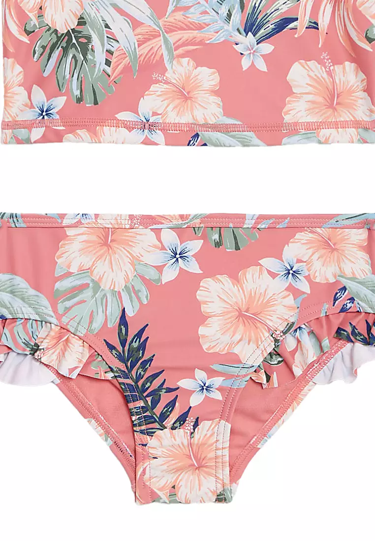 2Pc Tropical Floral Rash Vest Set