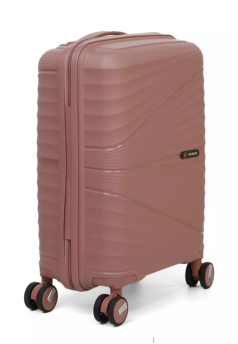 Carlton Koper Size 20inch Unisex Lock Anti Theft Zipper Suitcase Material Fiber ORIGINAL - Rose Gold