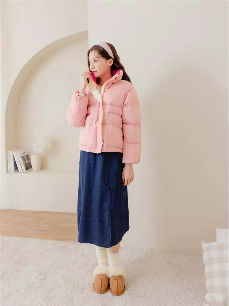 OBSTYLE Stand Collar Candy colored Warm Padded Zipper Jacket