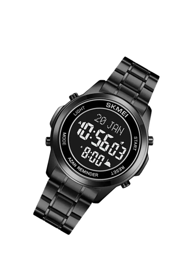 Jam Tangan Digital Pria Adzan Reminder Material Stainless Steel Waterproof ORIGINAL