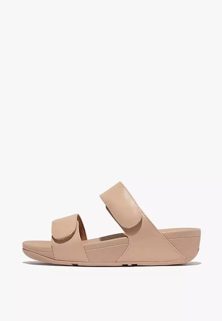 Discount on Fitflop  shoes - SKU: Fitflop Lulu Adjustable Leather Slides - Classic Beige