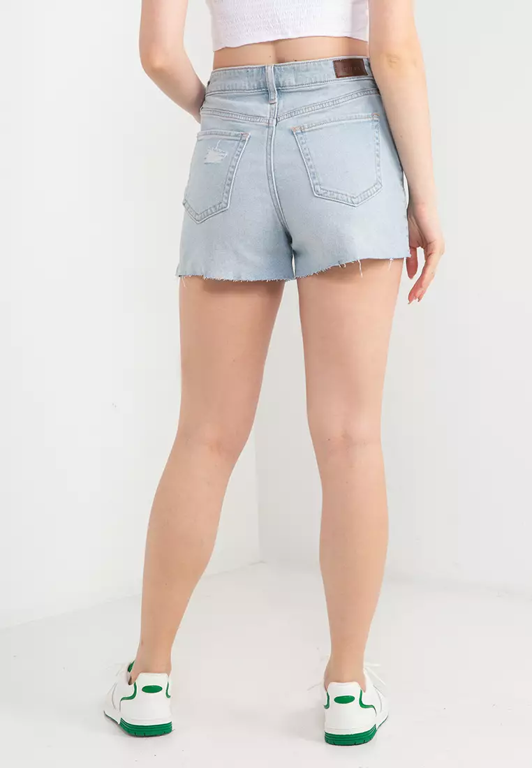 Hollister Ultra High Rise Distressed Asymmetrical Step Hem Mom