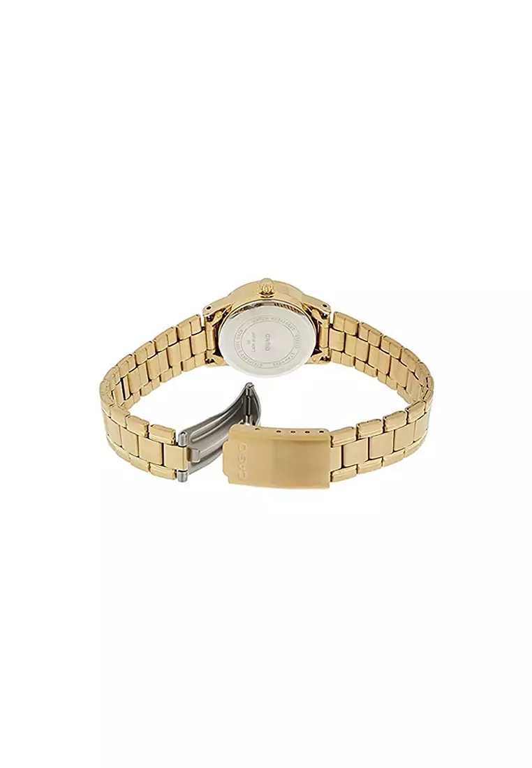 Couple Analog Watch MTP/LTP-V002G-7B2 Gold Stainless Steel Strap