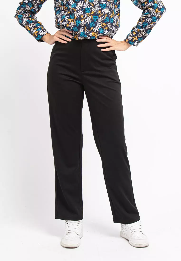 Forest Ladies Pant Roman Straight Cut Casual Long Pants Women - 810470-01Black