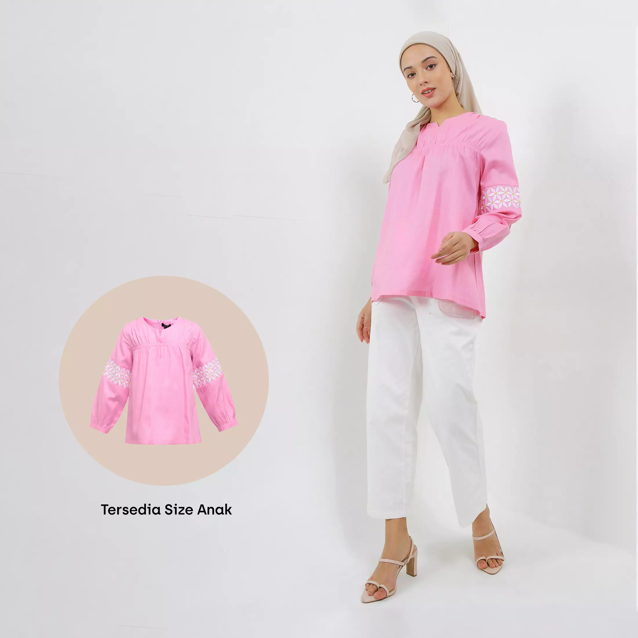 MFMW Vavynda Atasan Blouse Pink Motif