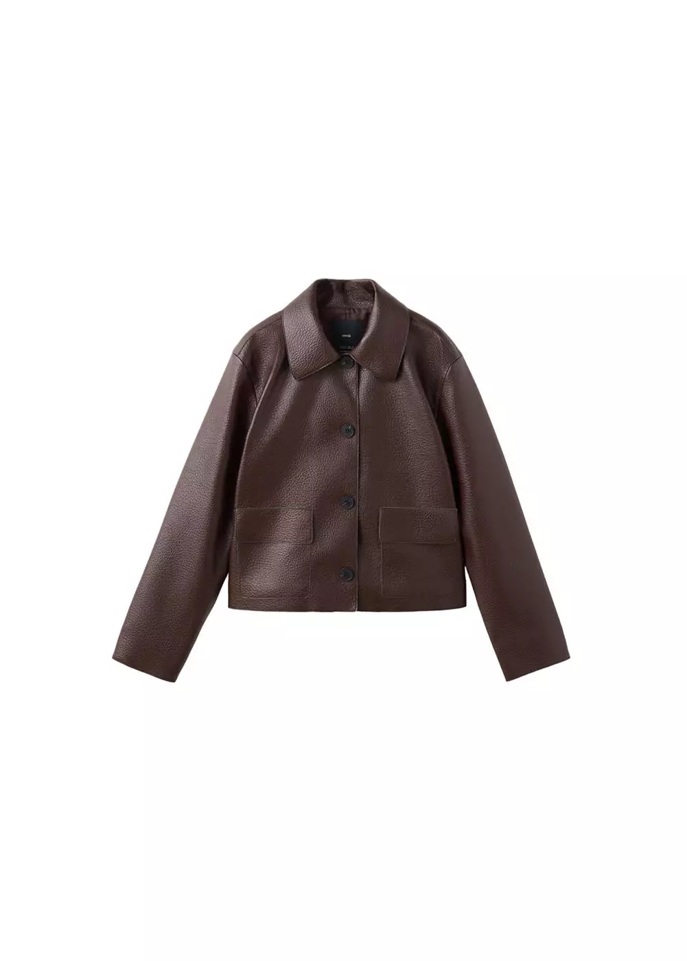 Jaket kulit sintetis dengan saku