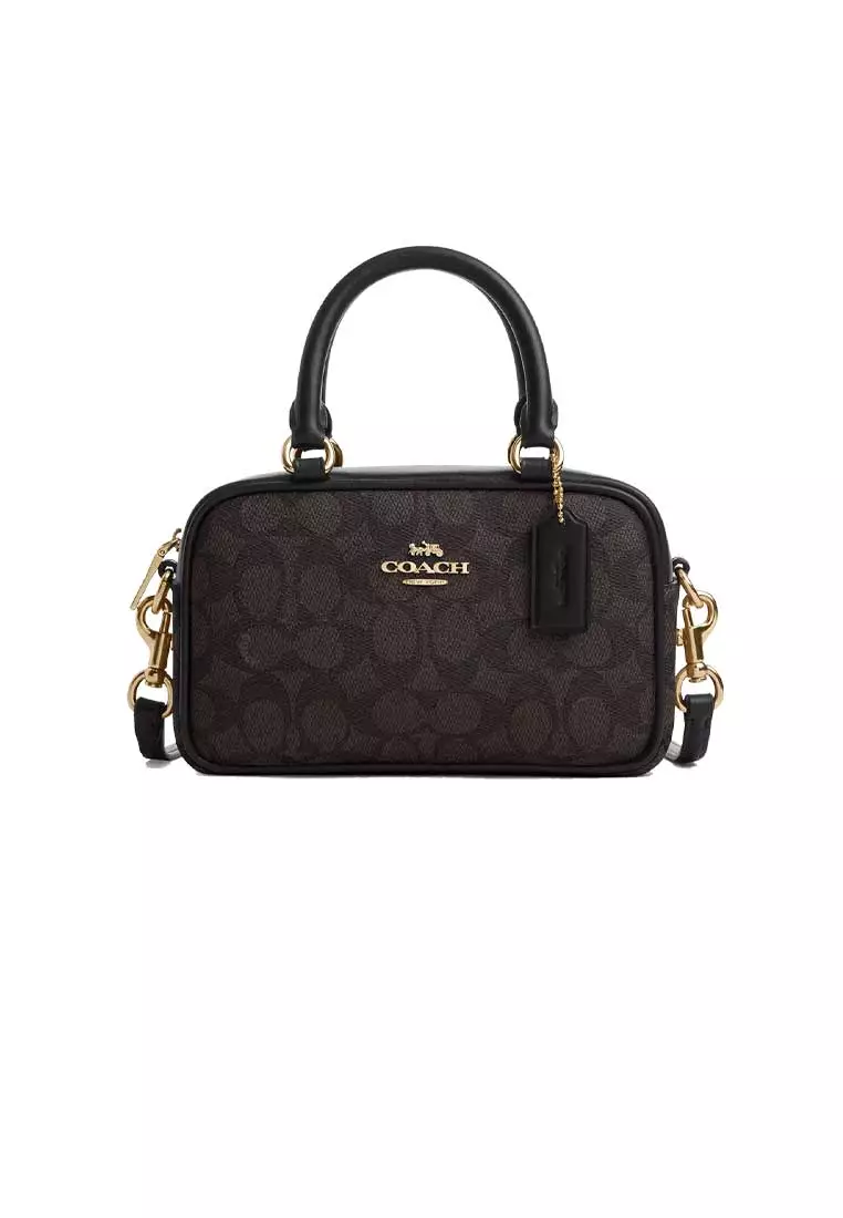 Buy Coach Satchel Crossbody Bag In Signature Canvas Walnut/Black