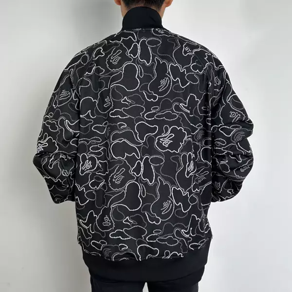 Jaket BAPE CAMOUFLAGE GREY WHITE BLACK ZIP TRACK JACKET 100% ORIGINAL