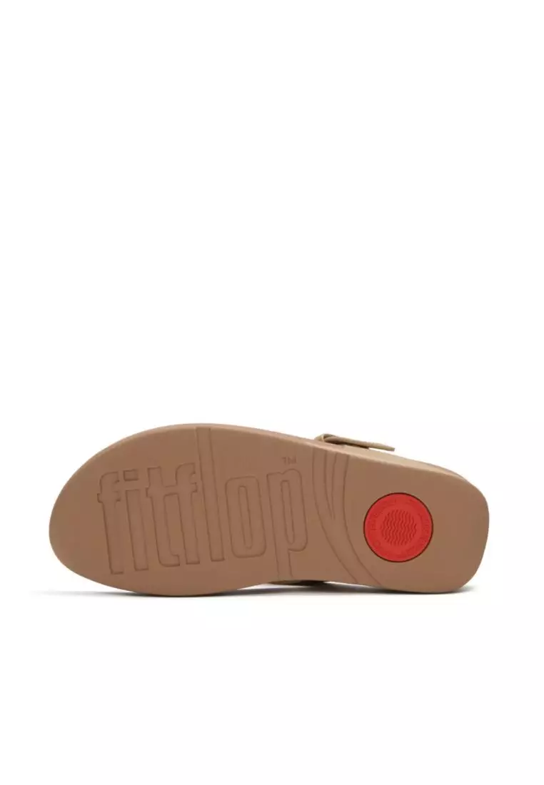 Lulu Resin-Buckle Leather Toe-Post Sandals