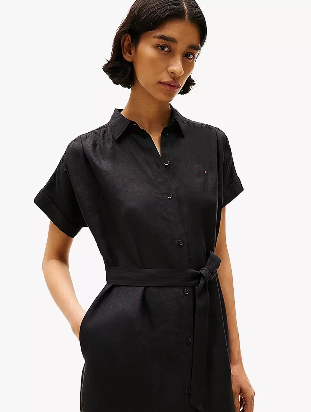 Tommy Hilfiger - Pure Linen Midi Shirt Dress - Black