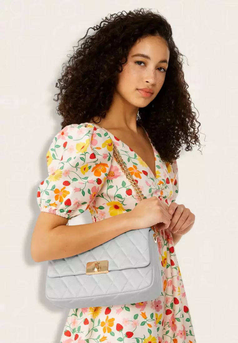 Kate Spade Carey Medium Flap Shoulder Bag Stone Path