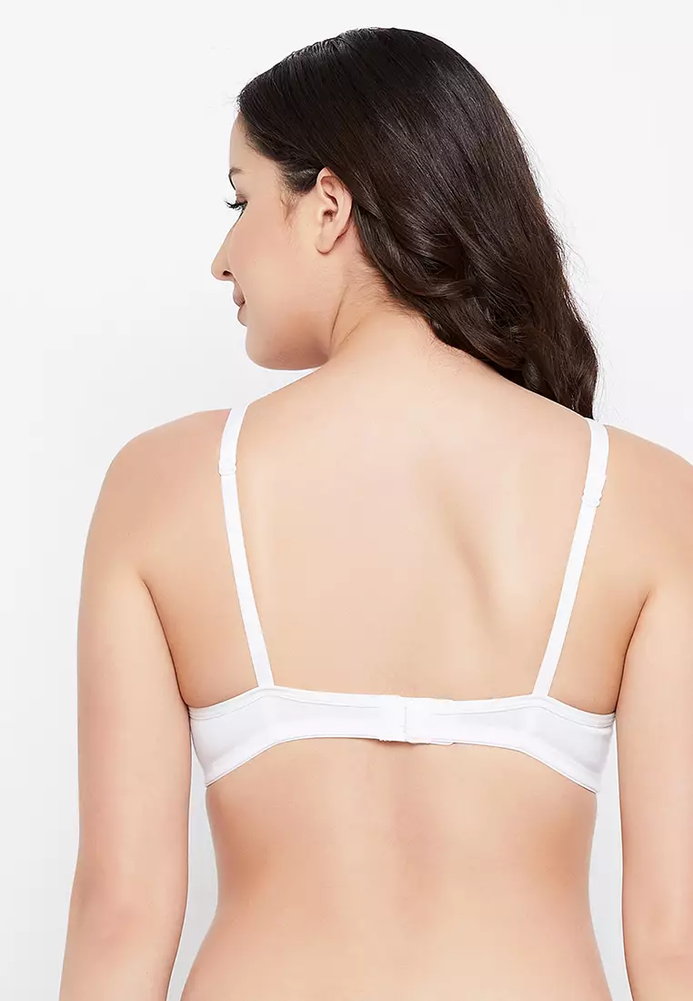 Buy Clovia Non-Padded Non-Wired Full Cup T-shirt Bra in White - Cotton Rich  online